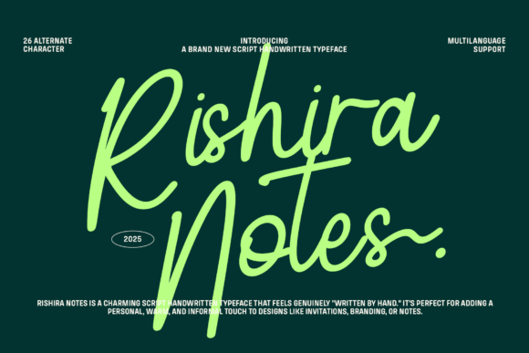 Rishira Notes Regular Font: A Warm, Handwritten Script for Authentic Branding